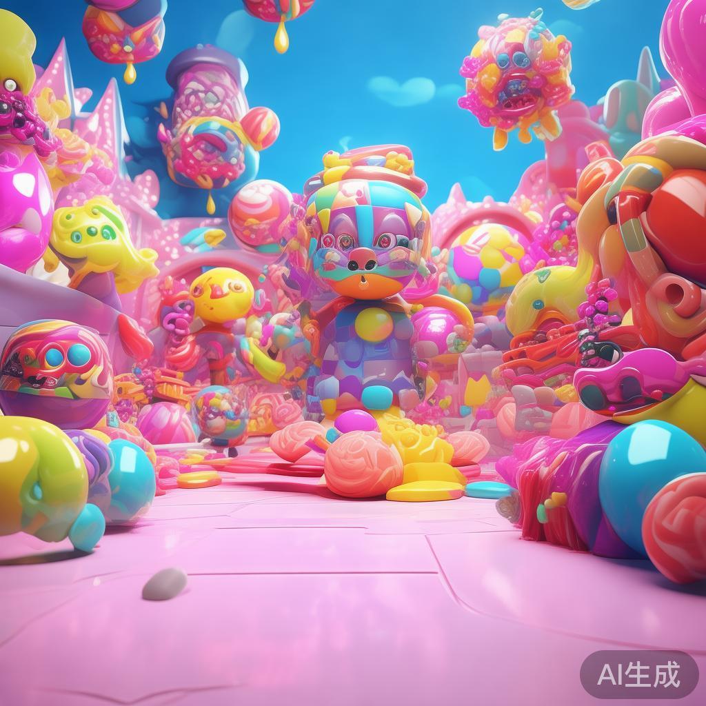 ★整体采用鲜亮的色彩搭配，软糖元素的卡通造型充满童